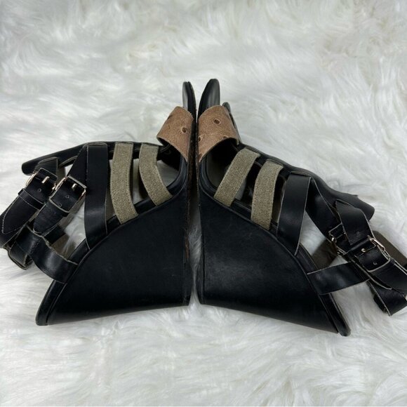 Balenciaga Women’s Black Strap Buckle Canvas Animal Designer Wedge Heels EU 39.5 - Picture 7 of 17